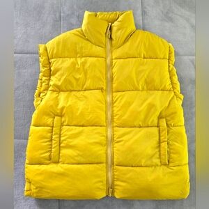 Free People Oversized Bright Yellow Puffer Vest